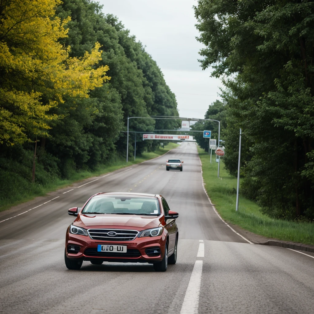 car driving down the road