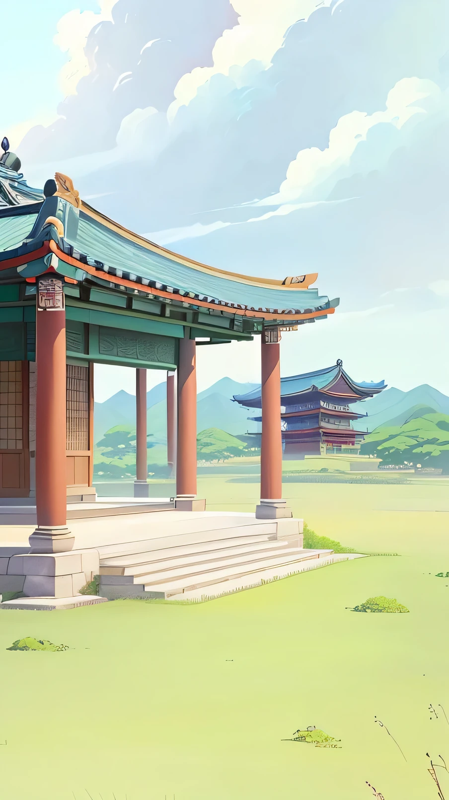 Map of ancient cities in China,Ancient Chinese architectural complex,You can see the skyline,Far Mountain,