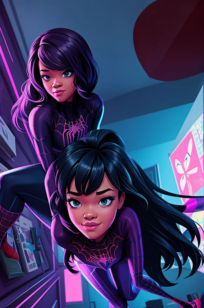Room Girl spiderverse 2D cartoon,