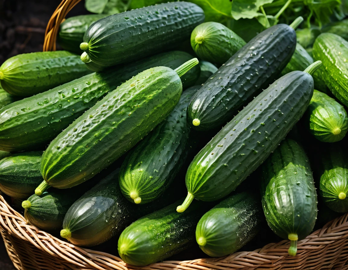 Close-up of a pile of cucumbers on a large basket from the harvest, cucumbers, cucumber, pickles, pickle, fresh, vegetable, stunning image, fruit of superior quality, abundant cucumber harvest, pickle rick, by Yasushi Sugiyama, green, lush fertile fecund, by Maeda Masao, green eays, by Yi Jaegwan, greens), good fruits, ((with whole stems and varying sizes)), professional photography with excellent lighting, Light colors, Clean lines, --ar16:9, (masterpiece:1.2), (best quality), (ultra-detailed), (8k, 4k, intricate),(highly detailed:1.2), (detailed background), detailed landscape, ((portrait)), food style, food, blurry, cup, depth of field, table, food focus, Canon EOS 250D, 128K UHDR Best Quality, (masterpiece:1.2), (best quality), ultra-detailed), focus, (8k, 4k, intricate), (highly detailed:1.2), (detailed background), detailed landscape, dramatic light, Rembrandt lighting scheme, (hyperrealism:1.2), (8K UHD: 1.2), ( photorealistic:1.2), shot from the top