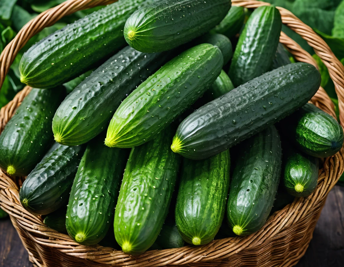 Close-up of a pile of cucumbers on a large basket from the harvest, cucumbers, cucumber, pickles, pickle, fresh, vegetable, stunning image, fruit of superior quality, abundant cucumber harvest, pickle rick, by Yasushi Sugiyama, green, lush fertile fecund, by Maeda Masao, green eays, by Yi Jaegwan, greens), good fruits, ((with whole stems and varying sizes)), professional photography with excellent lighting, Light colors, Clean lines, --ar16:9, (masterpiece:1.2), (best quality), (ultra-detailed), (8k, 4k, intricate),(highly detailed:1.2), (detailed background), detailed landscape, ((portrait)), food style, food, blurry, cup, depth of field, table, food focus, Canon EOS 250D, 128K UHDR Best Quality, (masterpiece:1.2), (best quality), ultra-detailed), focus, (8k, 4k, intricate), (highly detailed:1.2), (detailed background), detailed landscape, dramatic light, Rembrandt lighting scheme, (hyperrealism:1.2), (8K UHD: 1.2), ( photorealistic:1.2), shot from the top