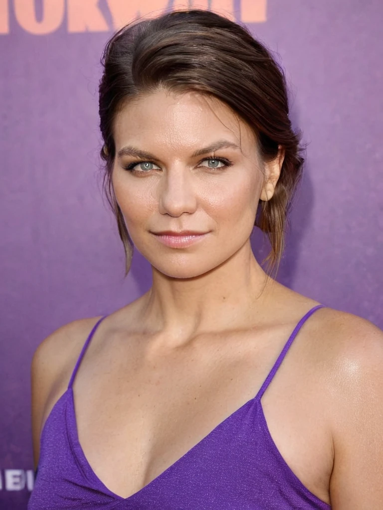 ultra realistic  photograph  of gorgeous  lauren_cohan , y woman, 40yo woman,(  erootoshoot of hollywood actress , female , woman, realistic babe, she wearing a violet color sweaty lose mini top, standing ina gracefull sexy poseacation side party background, erotic lighthe is blushing:1.5, mouth closed cute smile, pink lips, pale rosy skin tone:1.6, celebrity  ), outdoors, tall fit figure , ( insanely detailed skin texture , depth of field, detailed eyes, photorealistic natural lighting  )