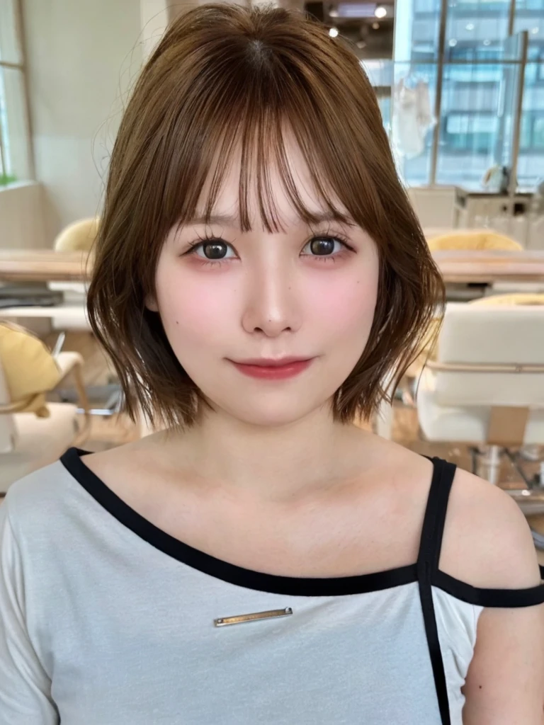 (8K、RAW Photos、Highest quality、Masterpiece:1.2)、Super detailed、Super Resolution、(Real、Real写真:1.37)、Portrait、High-definition RAW color photos、Professional Photography、Very detailedで美Shii、Very detailed、8Kの壁紙、Amazing details、Huge file sizes、Official Art、Very detailedなCG Unity 8K壁紙、Very detailedな美少女、Very detailedな顔、Very detailedな目、Very detailedな肌、Very detailedな指、Very detailedな鼻、Very detailedな詳細な口、Perfect Anatomy、Very detailedな背景、Very detailedな衣服、1 girl、(18:1.2)、Ten generations、cute女の子、Famous Japanese Idols、cute、Realなボデtite、White skin、Glowing Skin、Slim body、Handsome body、Brown Hair、Short curly hair、(Blunt Bangs:1)、smile、cute、like々Shii、cute顔、Realな顔、Delicate eyes、Drooping eyes、White T-shirt、skirt、Earrings、looking at the camera、Cowboy Shot、Front facing、Standing posture、Contrapposto, High Street, public, Dynamic Lighting,