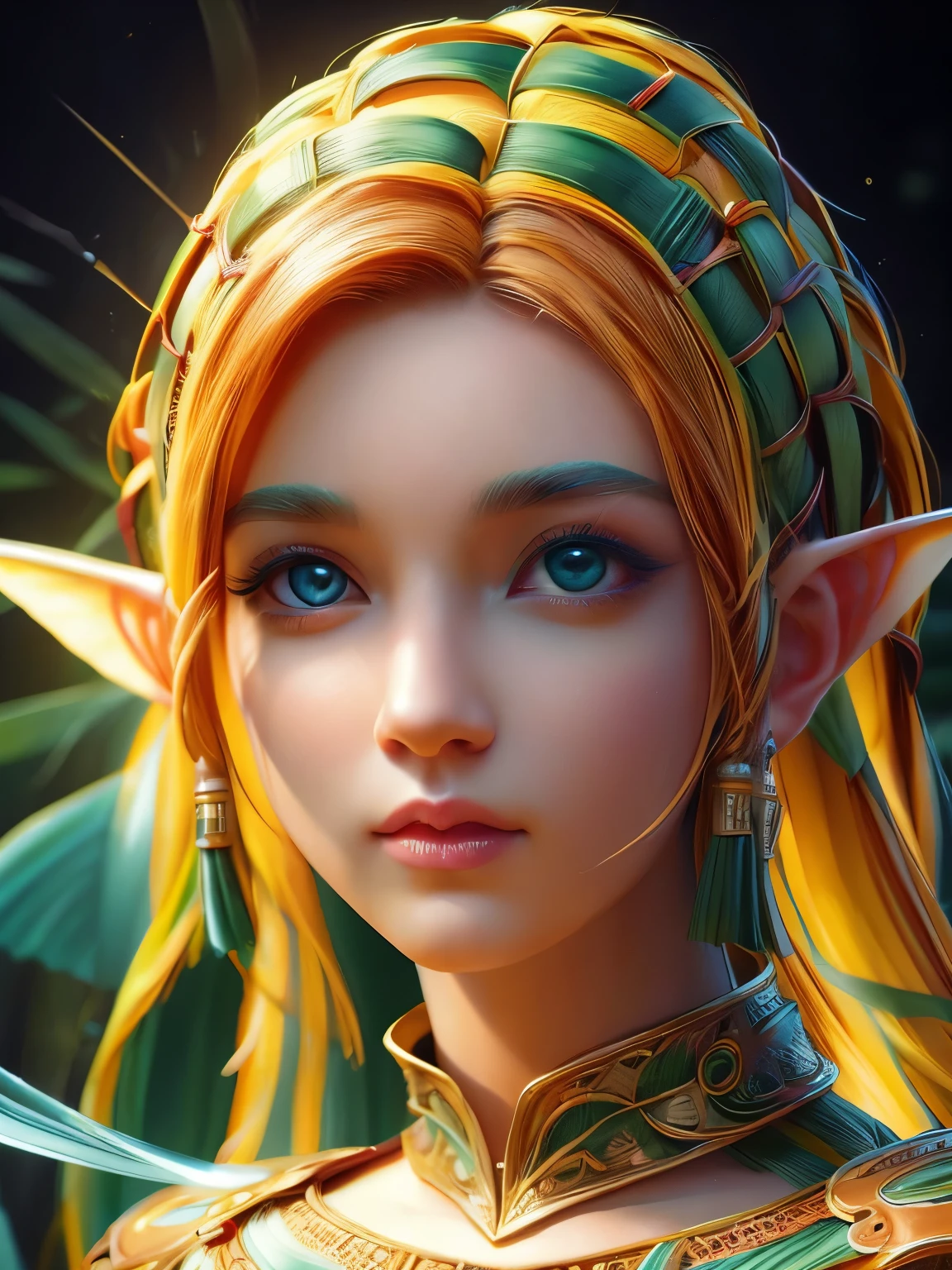 (Highest quality, 4K, High resolution, masterpiece:1.2), Super detailed, Realistic, Bright lighting, Epoch Elf, Portraiture, Fantastic colors, Fine art, Spiritual Beings, dream-like, Whimsical Creatures, Detailed facial features, Glowing Eyes, Elf beauty, Mysterious glow, Mythical creatures, Harmonious composition, Dazzling colors, Amazing visual effects, Otherworldly appearance, Fascinating art, 