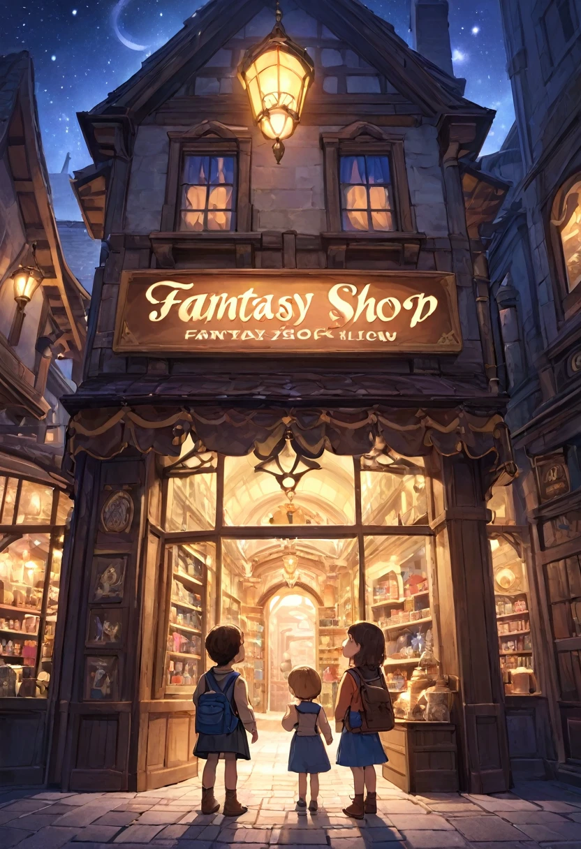 Fantasy shop Look up at the sign Two