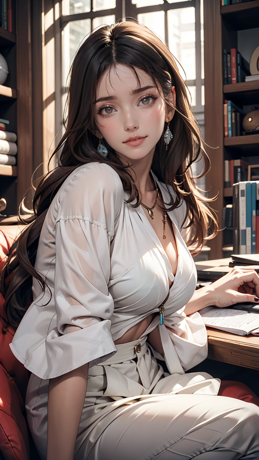 最high quality, 8K, masterpiece: 1.3, Ultra HD, high quality, 最high quality, High resolution, realism)) 、25-year-old Caucasian female、Brunette、blue eyes、Long Hair、smile、thin、thinだがアスリートのような細マッチョ、I'I don't want my head to disappear from the screen..、Wear accessories on your wrist、Wearing red nail polish、Having a pedicure、Wear sheer clothing, Off-the-shoulder bodycon top、Wearing Sandals、carrying a clutch bag、Skyscraper Background、Waiting for a traffic light at an intersection、Crystal Earrings((Crystal Earrings))、Inner Color((Inner hair color))、Long Hair ((Long Hair))、Dark Blonde、Bang bang as we part((Parted bangs))、Cat ear headphones((Cat ear headphones))、Background Blur((Depth of written boundary))
