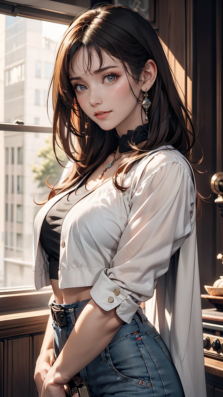 最high quality, 8K, masterpiece: 1.3, Ultra HD, high quality, 最high quality, High resolution, realism)) 、25-year-old Caucasian female、Brunette、blue eyes、Long Hair、smile、thin、thinだがアスリートのような細マッチョ、I&#39;I don&#39;t want my head to disappear from the screen..、Wear accessories on your wrist、Wearing red nail polish、Having a pedicure、Wear sheer clothing, Off-the-shoulder bodycon top、Wearing Sandals、carrying a clutch bag、Skyscraper Background、Waiting for a traffic light at an intersection、Crystal Earrings((Crystal Earrings))、Inner Color((Inner hair color))、Long Hair ((Long Hair))、Dark Blonde、Bang bang as we part((Parted bangs))、Cat ear headphones((Cat ear headphones))、Background Blur((Depth of written boundary))