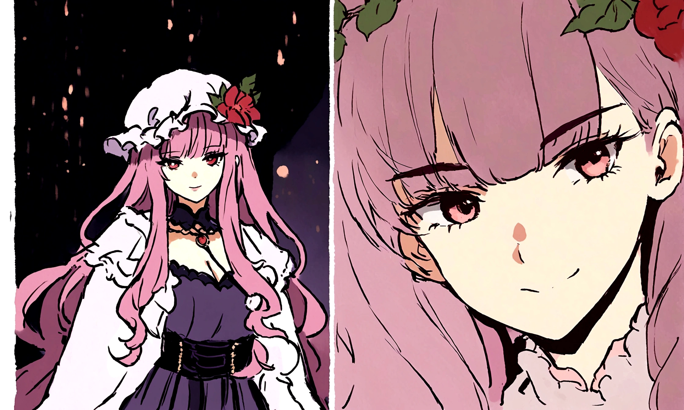 Patchouli plant, Chiaroscuro, projected inset, Ni Chuanjing illustration style
