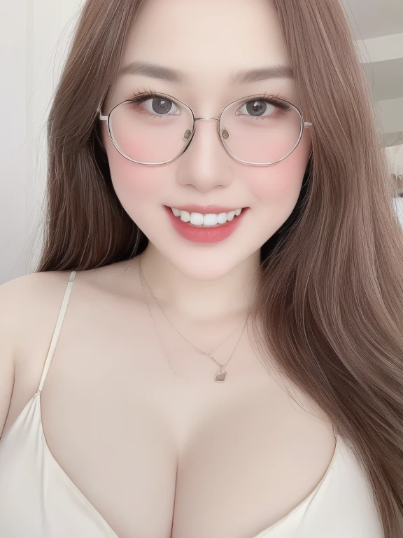 (realistic、masterpiece、Best Quality、8K、highres、white background, high resolution:1.3)、1 chubby glasses girl:1.3), (grin smile),((gigantic sagging breasts:1.5)),, looking at viewers, white lace bikini、pale white skin、very blond hair ,very pale skin, extremely pale blonde hair, ivory pale skin, very white skin, pale skin, very pale white skin, very pale white skin,white skin and pale porcelain, white and pale skin, fair and pale skin!!, long blonde hair, looking at viewers、super fine face and eyes、long blonde hair、 ((full breasts:1.3)), indoor、 upper body,