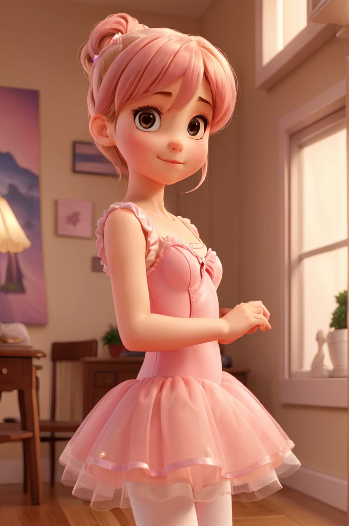 (High quality, high resolution, high quality, masterpiece,), cute girl, one girl, ballerina, pink leotard,
