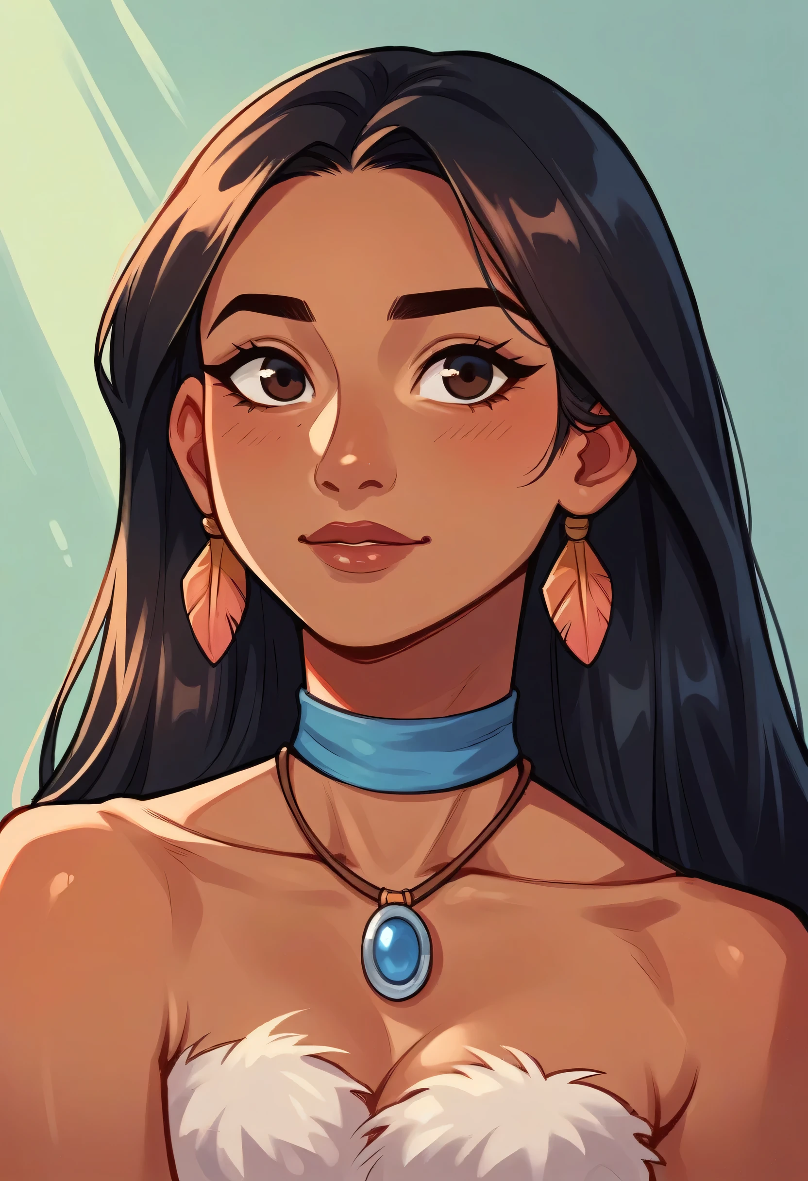arafed woman with long hair and a necklace smiles at the camera, wearing a native american choker, portrait of a young pocahontas, photo of young woman, beautiful mexican woman, a beautiful young woman, indian girl with brown skin, cute young woman, she is about 1 6 years old, a beautiful teen-aged girl, a cute young woman