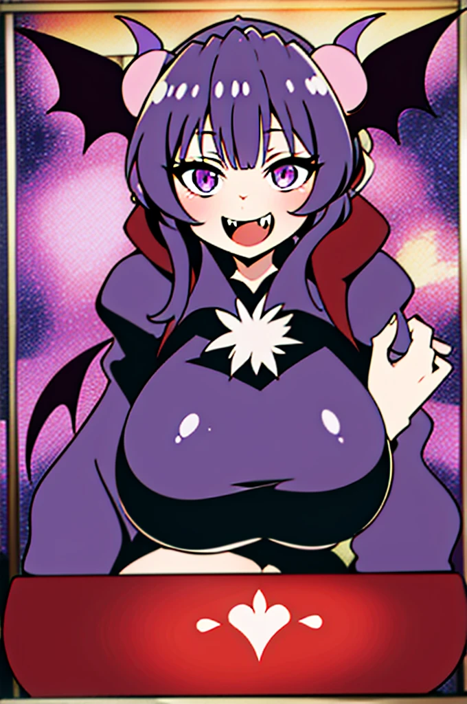 Draw a face carefully　High quality anime style faces　Black Hair　Black full body suit　Purple pantyhose with bat print　Attractions　Laughter　Morrigan Aensland　Rear View