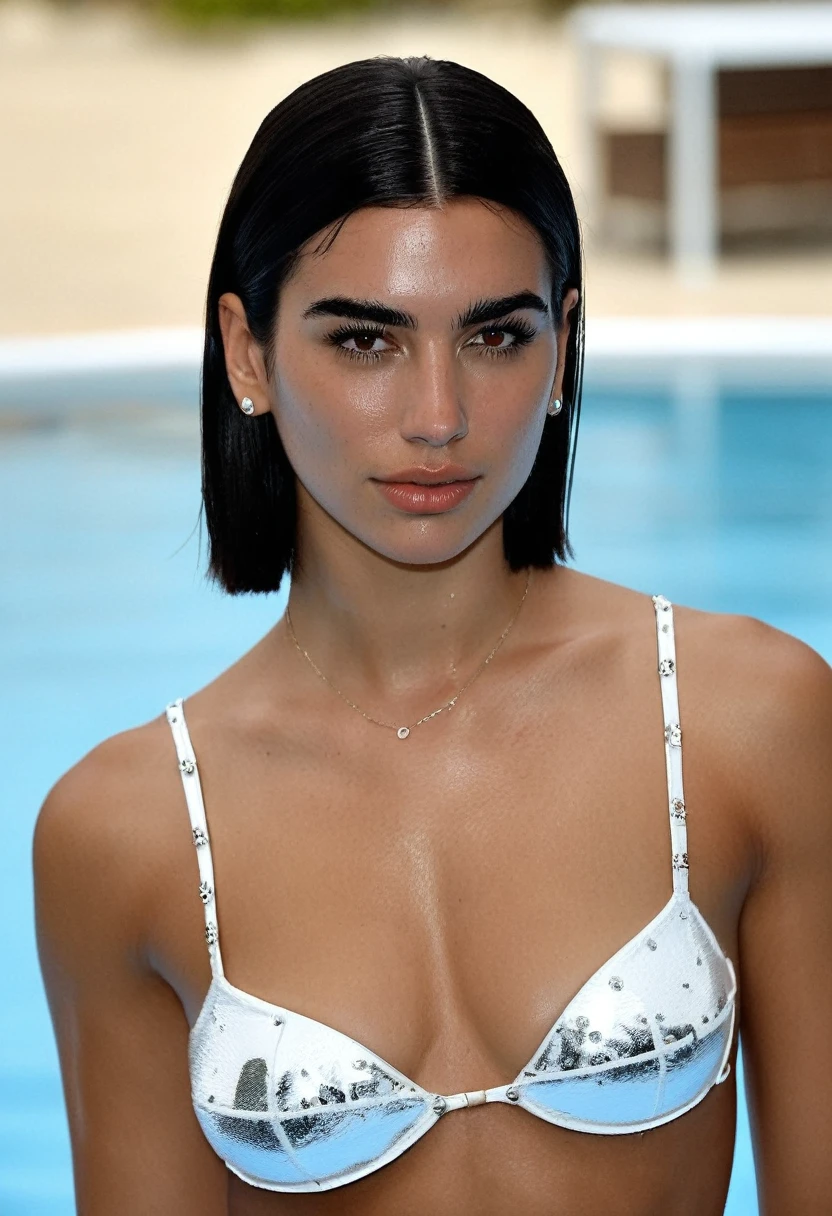high quality Erotic portrait paparazzi photo , (gorgeous celebrity , woman, DuaLipa, dua lipa, duxlipa, female, singer, cute, vacation side background , wet atmospheric , random click, random move photograph , photorealistic , celebrity , woman ) sunbathing , topless , shiny breast ,shiny sweaty skin , sexualized move, erotic angles, sweaty flat breas,t celebrity erotic photograph , fit muscular figure , shiny sweaty skin, hollywood actress , fleshy muscular woman , ( natural lights, depth of field, detailed face , insanely detailed skin texture, hyper detailed features )