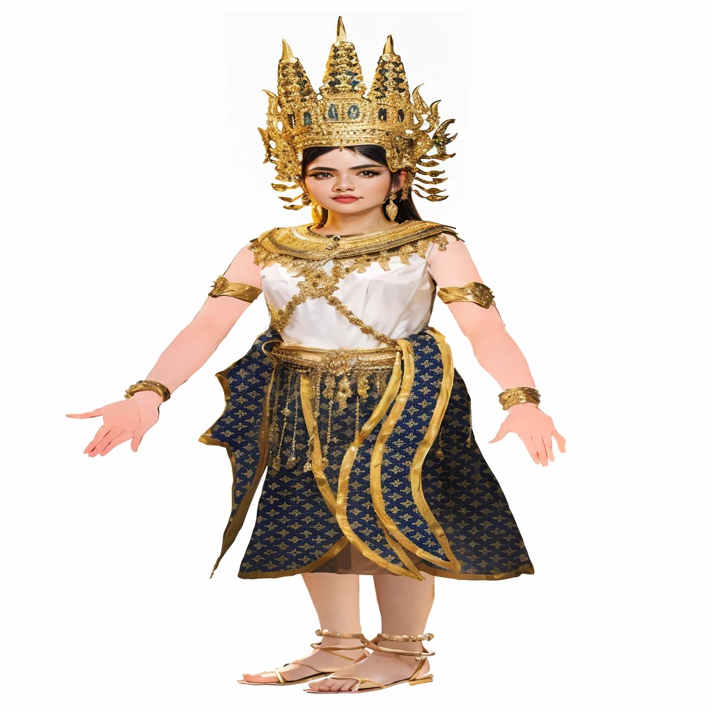 arafed woman in a thai costume with a crown on her head, ancient libu princess, high quality theatre costume, egyptian princess, sukhothai costume, goddess inanna, cleopatra, black emma watson as egyptian, egyptian clothes, greek goddess athena, sumerian goddess inanna ishtar, costume, tai costume, high quality costume, costume with blue accents