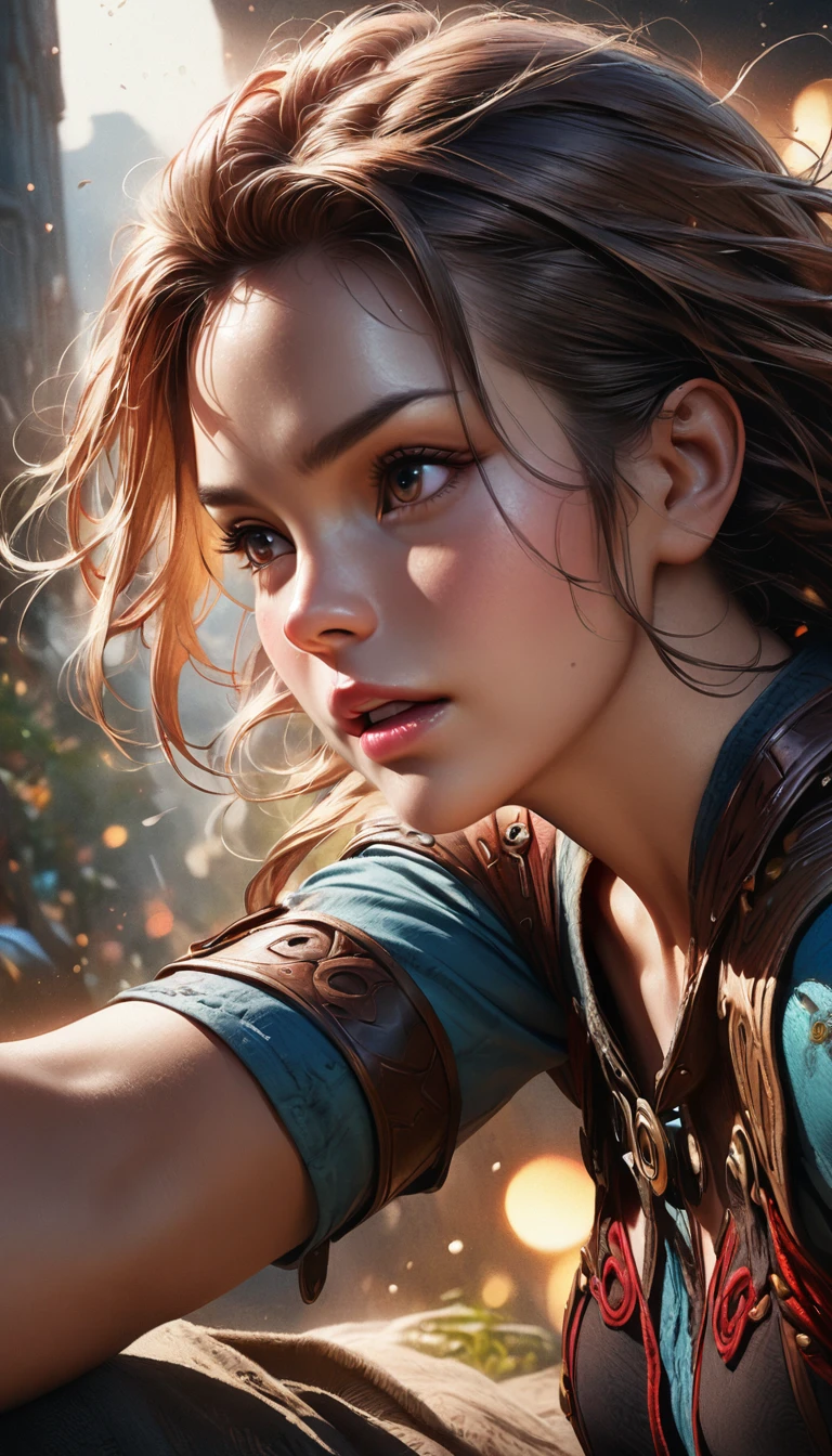 A female warrior from the Legend of Zelda series, detailed fantasy character portrait, fantasy art, highly detailed, intricate details, dynamic pose, dramatic lighting, cinematic composition, vibrant colors, digital painting, masterpiece, (best quality,4k,8k,highres,masterpiece:1.2),ultra-detailed,(realistic,photorealistic,photo-realistic:1.37),HDR,UHD,studio lighting,ultra-fine painting,sharp focus,physically-based rendering,extreme detail description,professional,vivid colors,bokeh