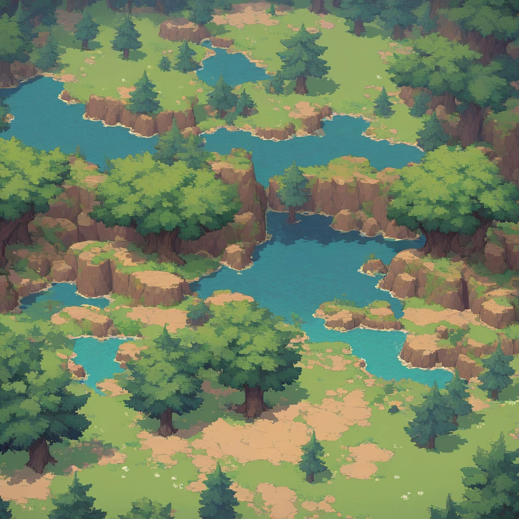 retro video game style,pixelated, vibrant colors,8-bit characters,blocky shapes,sharp lines,detailed shading,classic gaming vibe,nostalgic atmosphere,classic arcade games,masterpiece:1.2,ultra-detailed,illustration style, 2d texture, 3/4th perspective tileable stone texture, 4 k seamless grass texture, video game texture, dirt texture, tileset, game tiles, grass, 3/4th perspective trees, 3/4th perspective tileable rock texture, 3/4th perspective forest, 3/4th perspective tileable cliff formations, trees, topdown view, game texture, tileable game art, texture, very detailed 3/4th perspective tileable cliff texture, top down view, 3/4th perspective