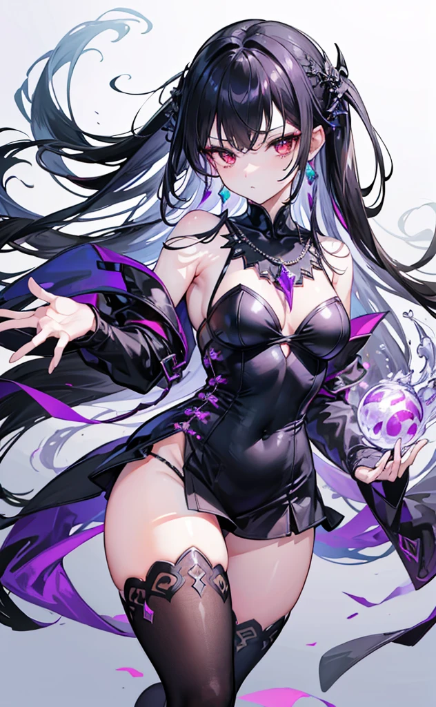 Thick black hair,Big Wave,Beautiful, provocative, and delicate deep red eyes,A look of contempt for everything,figure火辣的姐儿,Especially bold and flamboyant,There are beauty moles,Wearing black tights,Silver Necklace,The feeling of the entertainment queen,The body is fluorescent,十分Stunning,Beautiful,Perfect face、figure,Purple crystal necklace,Particularly clear、Stunning、pure、A little dark,A very character,A female sea king who is like a femme fatale