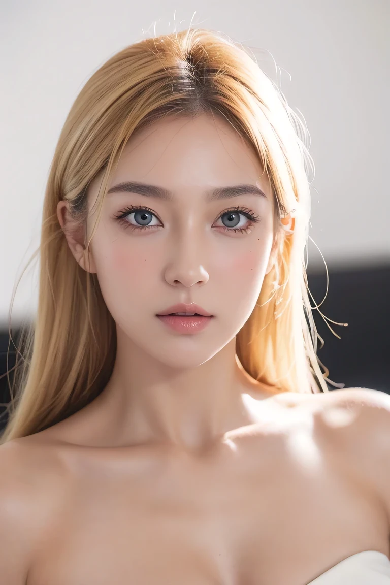 Ultra realistic, real capture, high detail, high resolution 16K human skin close-up, skin texture must be natural, pores must be detailed enough to be finely identified, Mix4, 20d, SOLO, full body, look-at viewer, (8K, RAW capture, top quality 1), (Real Photo 2), (Real Photorealistic: 1. 37), professional lighting, photon mapping, radiosity, physics-based rendering, long ears, large bust, ideal body shape, blue eyes, semi-long blond hair, lying face down on bed,