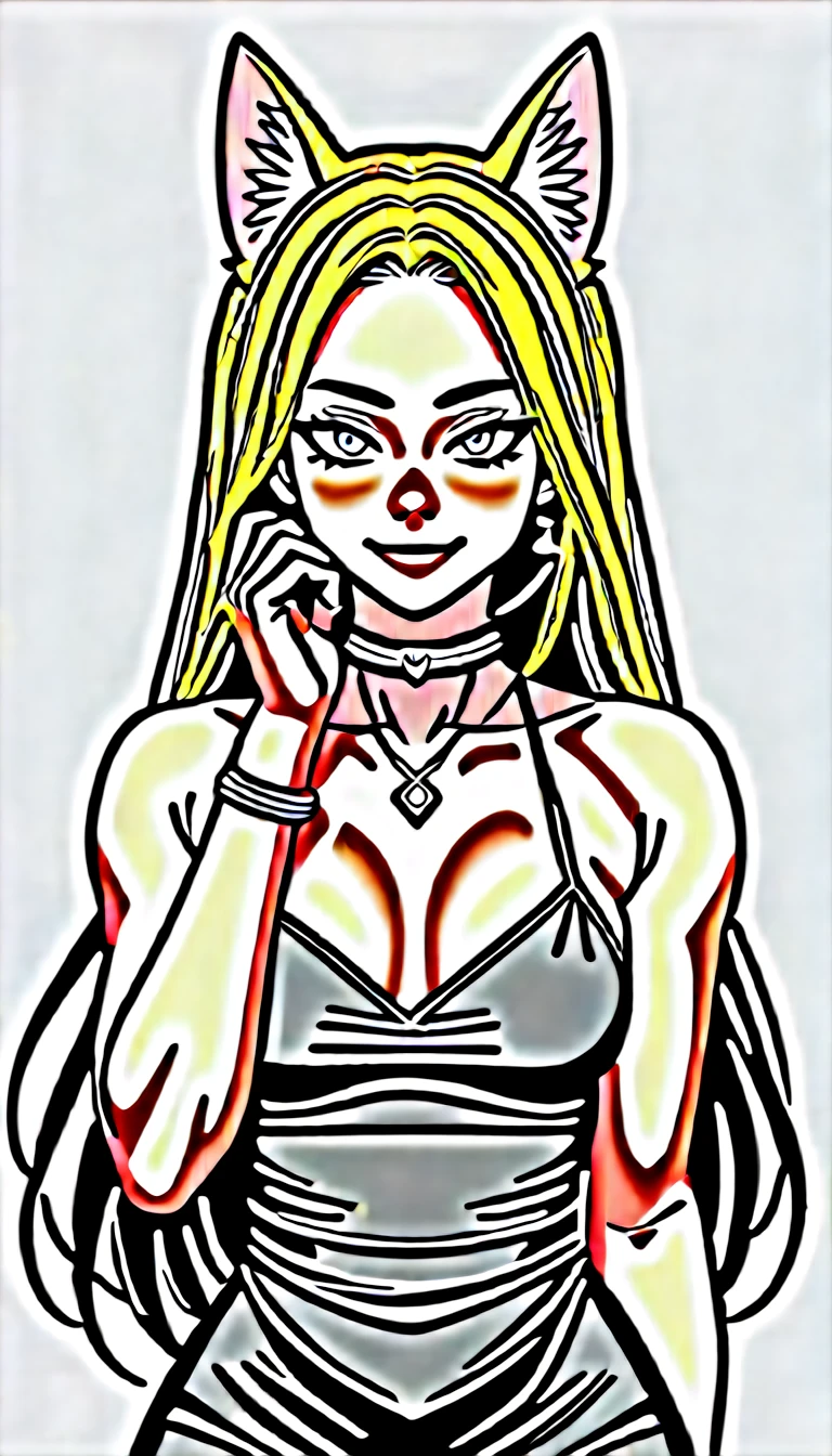 (zPDXL2), score_9_up, BREAK
solo, 1girl, looking at viewer, (hand on own face, hand on own cheek), (long brown hair, smile, closed mouth, grey eyes, piercing, ear piercing, hearts, fox ears), (nail polish, fingernails, black nails), (jewelry, earrings, necklace, black choker, bangs, bracelet, gem, The Little Black Dress), simple white background, BREAK
AissistXLv2, unaestheticXL_bp5, SimplePositiveXLv2, zPDXL2 PonyXLV6_Scores