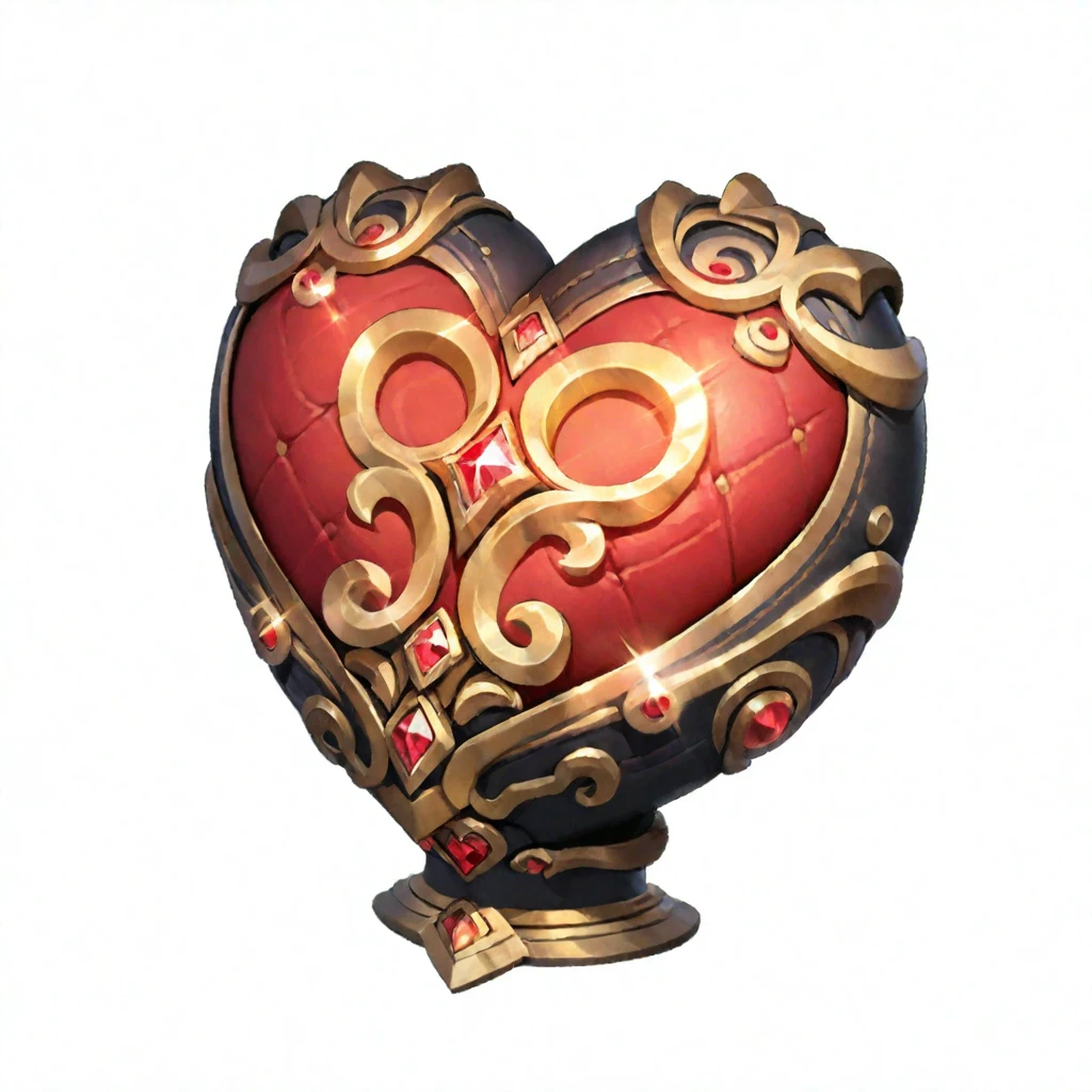 (Masterpiece, Top Quality, Best Quality, Official Art, Beautiful Beauty: 1.2), (8k, Best Quality, Masterpiece: 1.2), (((White Background,))) (Item/Diamond Heart), red and golden