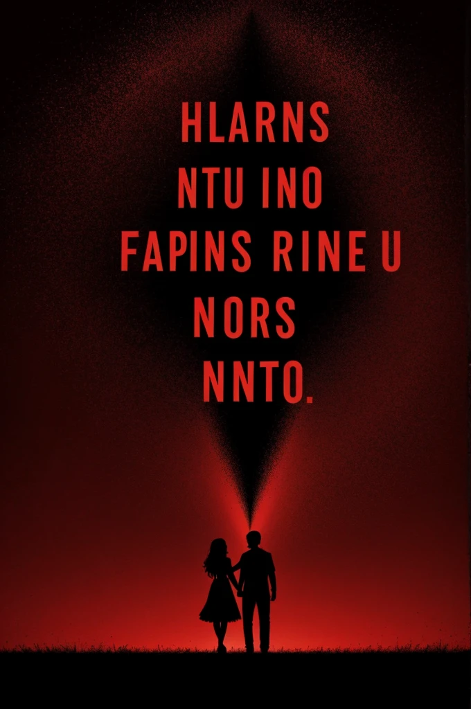 Image with a black and red background, including the phrase "Happiness has no end"