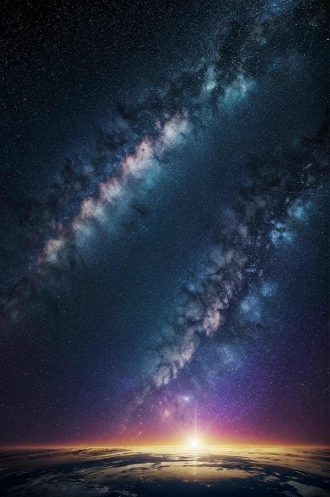 A galaxy background and the ugly "Happiness has no end"