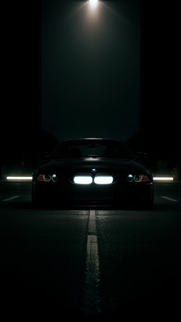 Black neon BMW on black background