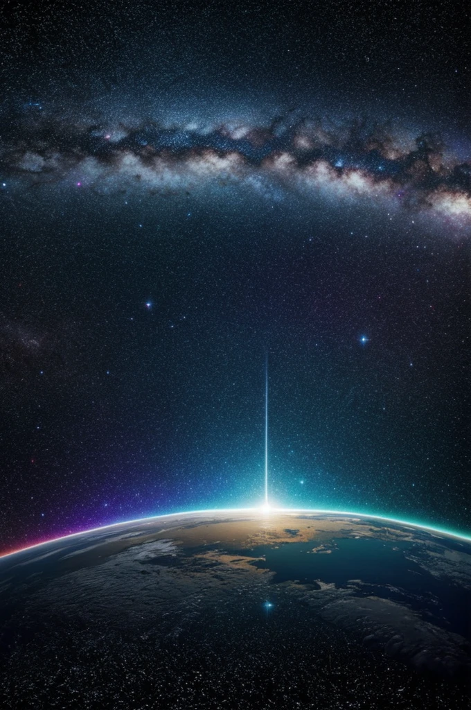 A galaxy background and the ugly "Happiness has no end"
