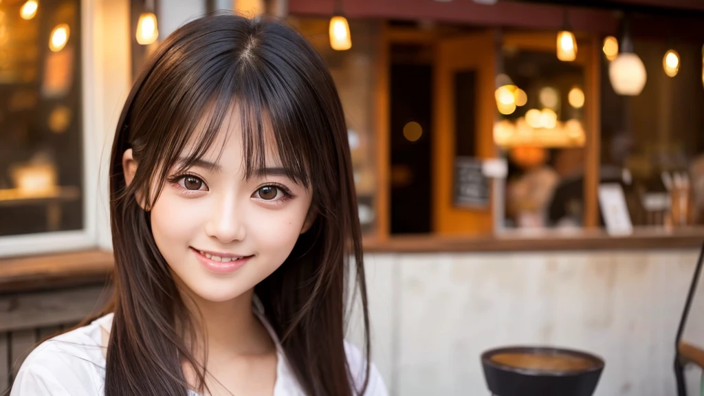 Cute girl working at a cafe terrace Japanese 19age
Professional Lighting Digital SLR Beautiful and elaborate face Perfect and beautiful face Big eyes Smile