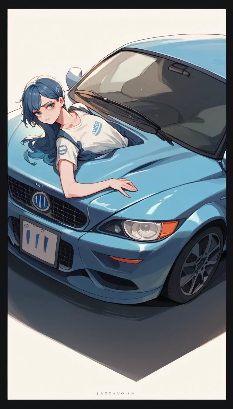 Blue BMW on black background 