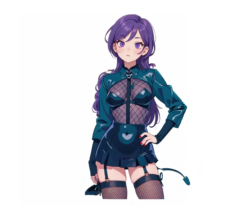 complete image, fishnet stockings with bottom of skirt