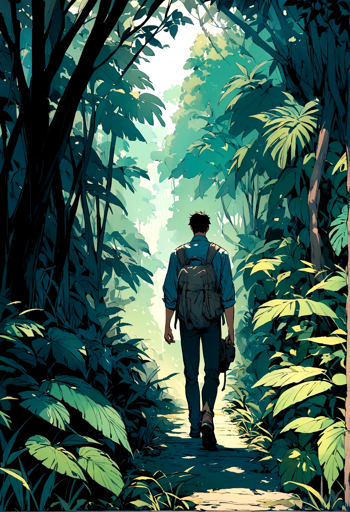 A boy walking in jungle