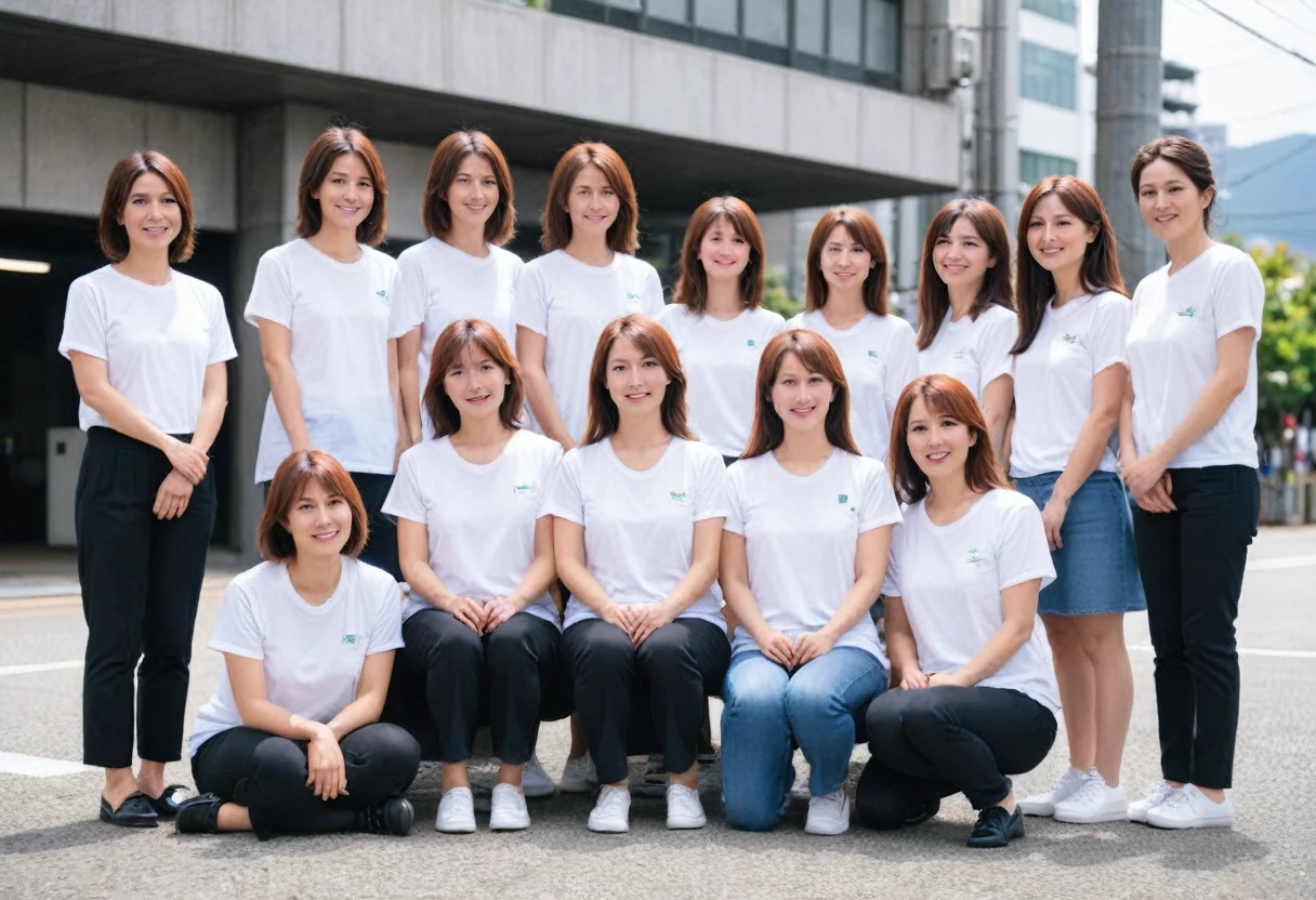 Meeting、Japanese women、30th Generation、In front of the station、White T-shirt