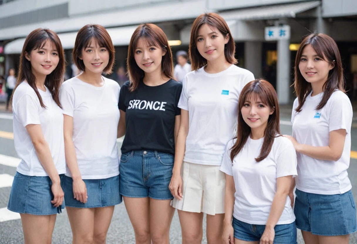 Meeting、Japanese women、30th Generation、In front of the station、White T-shirt