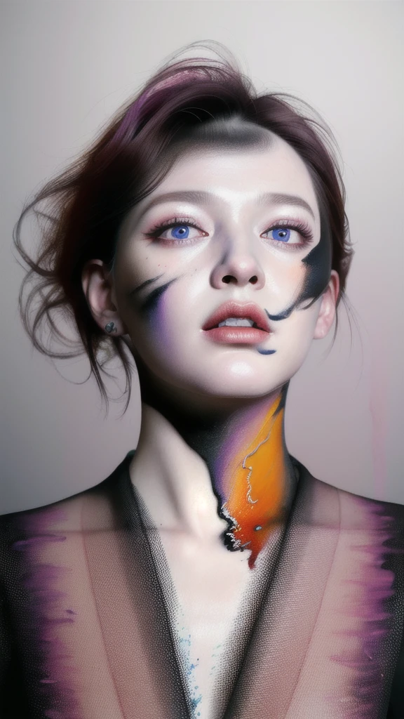 Android Beauty, Powerful paintings inspired by Francis Bacon, Ultra-realistic surrealism, Hyperrealism, fear, art, hyper real painting, Realistic illustration painting, カラフルなHyperrealism, Hyper-realistic digital art