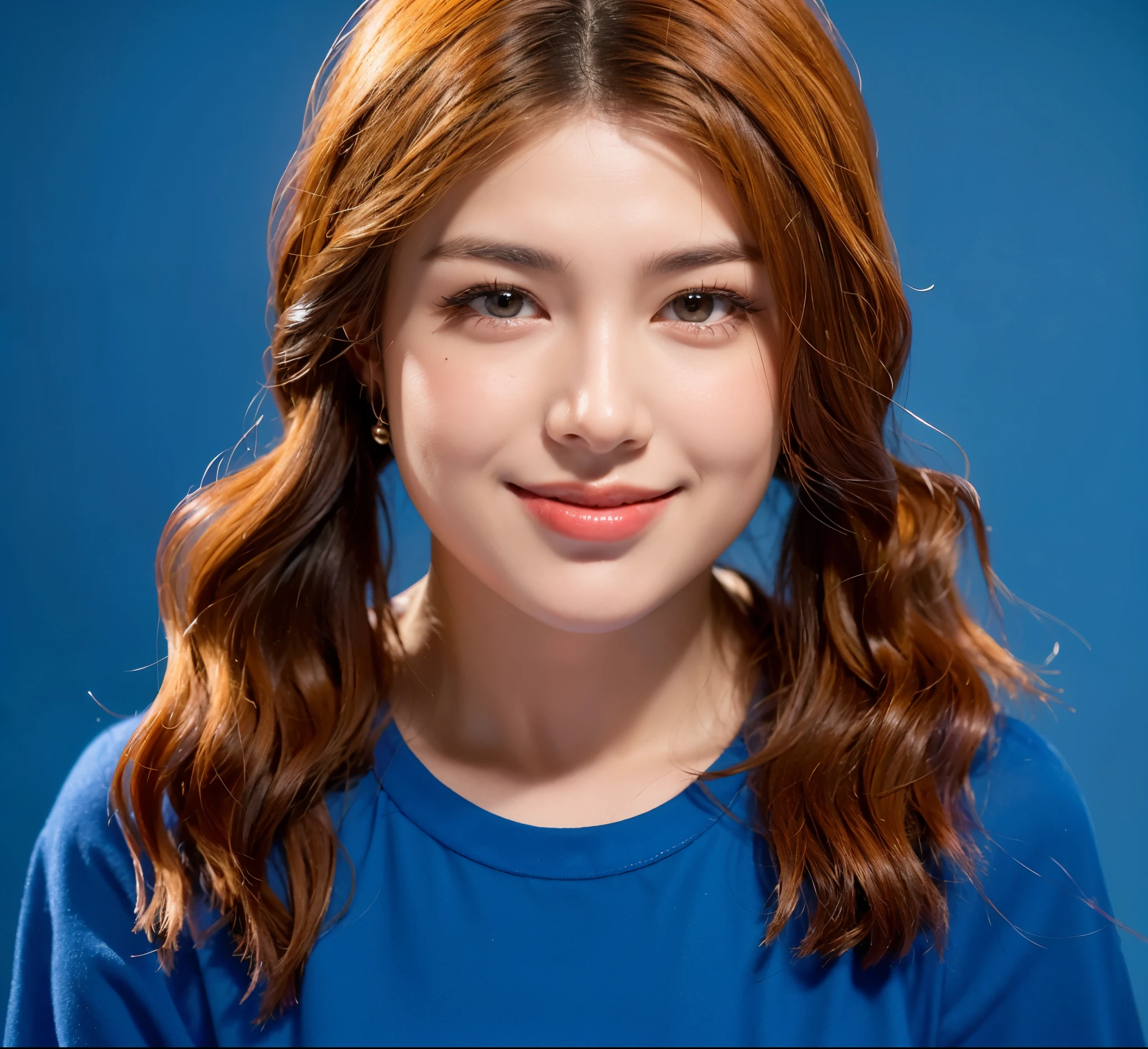 This image features a young woman with a warm, approachable smile. Her hair is a rich shade of copper red, styled in gentle waves that frame her face beautifully. The simplicity of her blue t-shirt complements the vibrant color of her hair, creating a casual yet striking look. Her background, a solid bright blue, highlights her features and the vivid color of her hair, enhancing the overall cheerful and lively mood of the portrait. The woman’s youthful and friendly expression, combined with her stylish hair and minimalistic attire, makes the image inviting and aesthetically pleasing. This setup captures a moment of playful creativity, showcasing a costume that is both f The bright blue background complements her vivid attire and cheerful demeanor, creating a cohesive and eye-catching visual. This portrayal captures the essence of a character full of life, joy, and a touch of whimsy. 3d model, multiple light sources, rim light, sharp post broken glass magic ball of turquoise color with fragments lying nearby frame above from above on a white background effects render, (glossy plastic texture with multiple big light probe refractions), perfect cgi, smooth silhouette, high intensity refraction, (super glossy plastic material), most beautiful vfx, , realistic, 4k, high resolution, rim light, smooth 3d model, multiple light sources, rim light, sharp post effects render,, realistic, 4k, high resolution, rim light detailed digital art, reflective, best quality, 4k, masterpiece:1.2, ultra-detailed, realistic, vivid colors, The image of the highest quality, ensuring every detail showcased perfectly. It in 4k resolution, allowing viewers to immerse themselves in the richness of the colors and intricate details. The realistic rendering. under the spotlight, reflecting, high-resolution image, realistic rendering