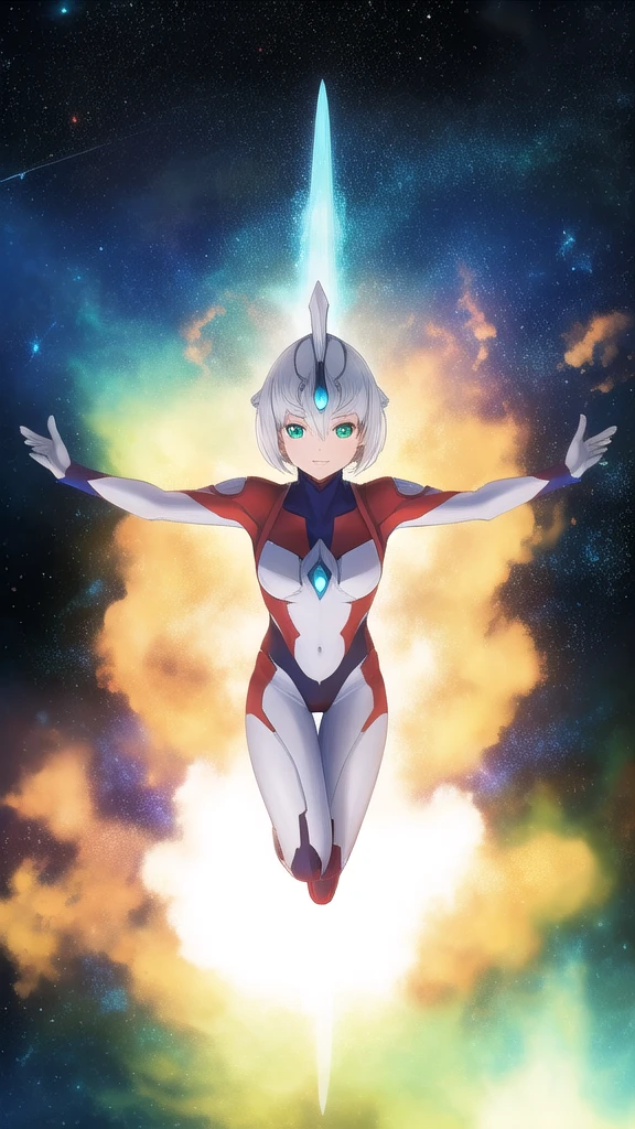 masterpiece, best quality,ultra detail, Ultraman,Ultraman flying in space