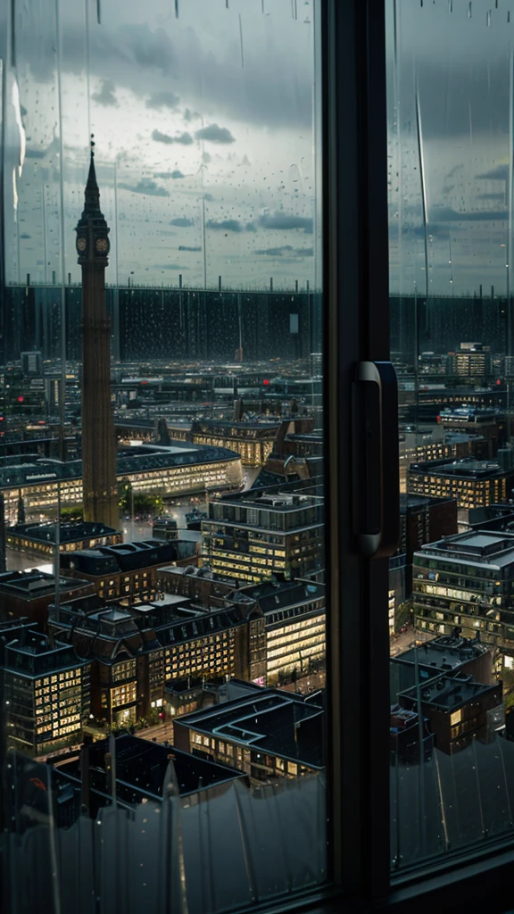 Rainy scenery seen from the window Night view London