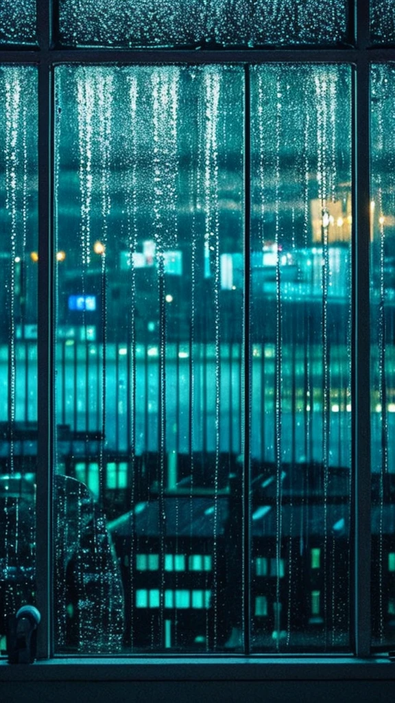Rainy scenery seen from the window　Night view　London