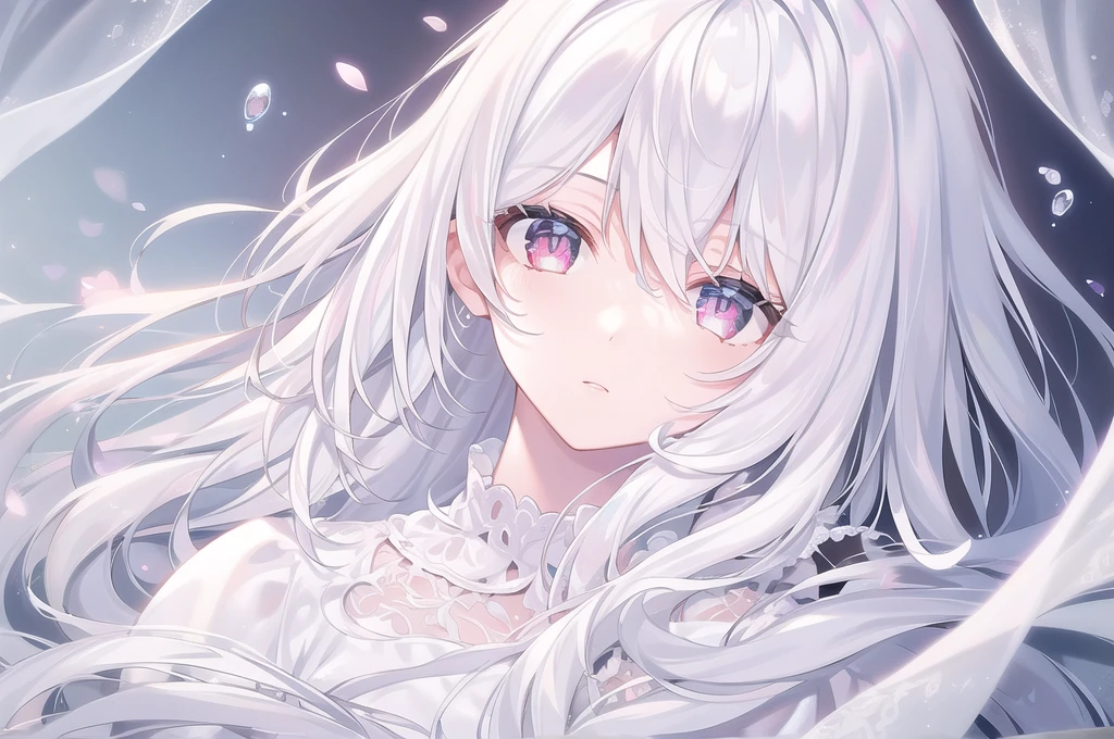 ((masterpiece, best quality))++, Detailed lighting+, Detailed hair+, Detail hand+ ,1 girl, Miss, Long hair, Crimson eyes, beautiful eyes, young white hair,,(Beautiful white hair:1.5),(Beautiful and delicate eyes), high resolution+,glass tint, Reflective eyes, {{angle}} , Very detailed wallpaper, The original, Air bangs,Extremely beautiful CG,