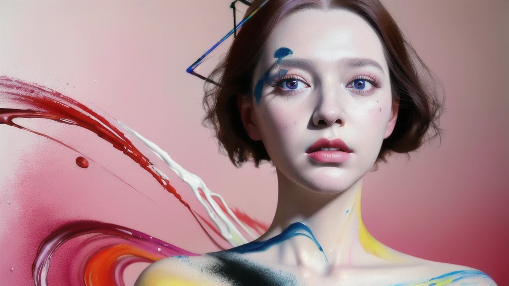 Android Beauty, Powerful paintings inspired by Francis Bacon, Ultra-realistic surrealism, Hyperrealism, fear, art, hyper real painting, Realistic illustration painting, カラフルなHyperrealism, Hyper-realistic digital art