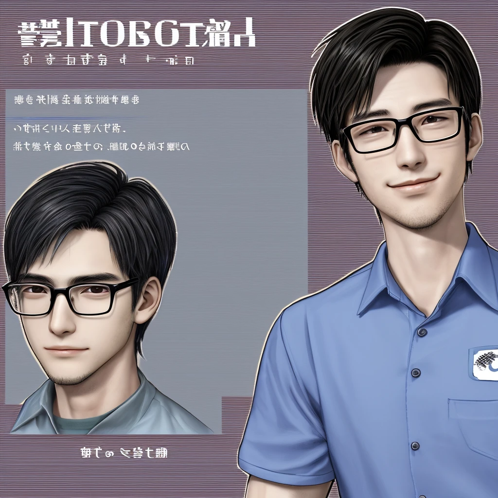The image features a young man with short dark hair, wearing glasses and a blue shirt with the logo "SAJWA" on it. He has a slight smile and is looking directly at the camera. His expression is neutral to slightly friendly. The background is plain and does not provide any additional context or information about the setting.