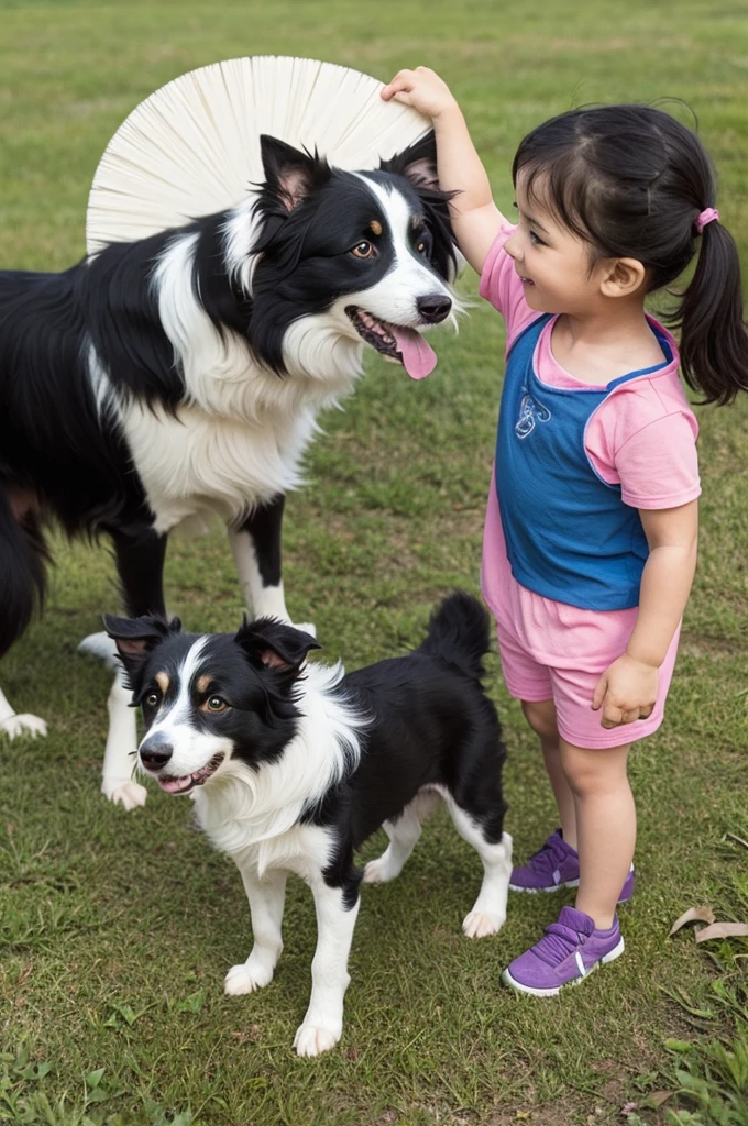 Border collie parent and 　Play Frisbee