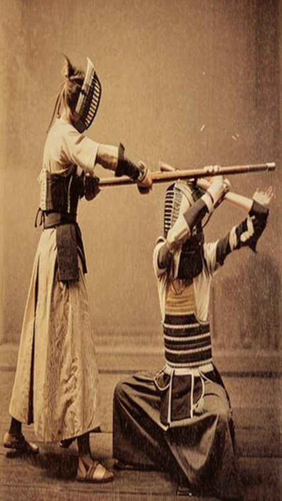 High resolution, 4K, kendo, dojo, dust in the air.