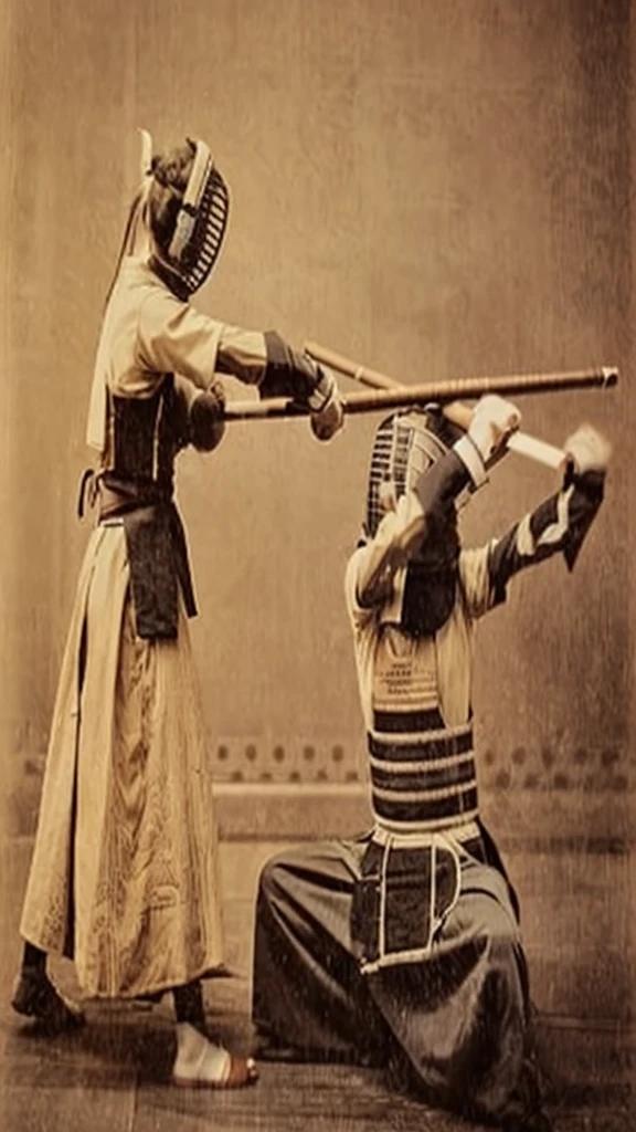 High resolution, 4K, kendo, dojo, dust in the air.
