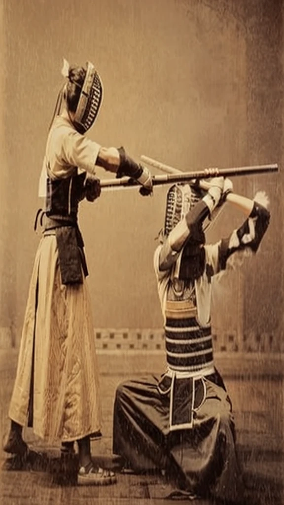 High resolution, 4K, kendo, dojo, dust in the air.
