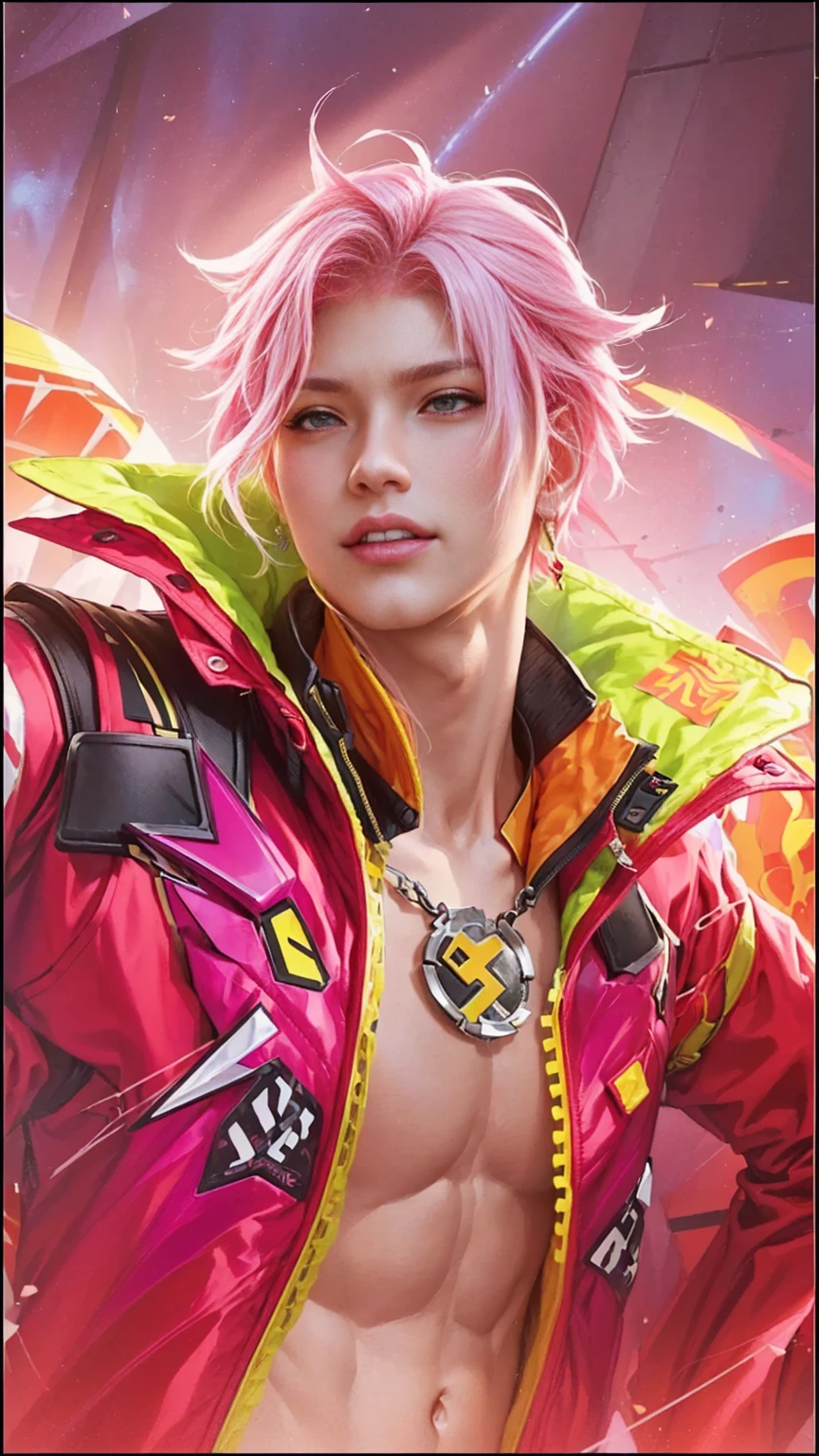 a close up of a person with a pink hair and a red jacket, g liulian art style, inspired by Bian Shoumin, kda, heise jinyao, trendin on artstation, inspired by Huang Shen, rossdraws cartoon vibrant, xqc, official artwork, sakimichan frank franzzeta, ig model | artgerm