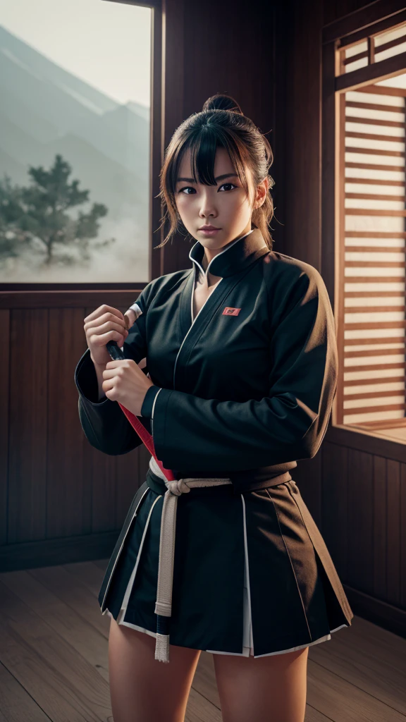 High resolution, 4K, kendo, dojo, dust in the air.