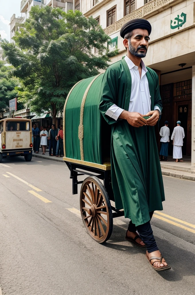 How many people are carrying Quran Sharif with lime cart