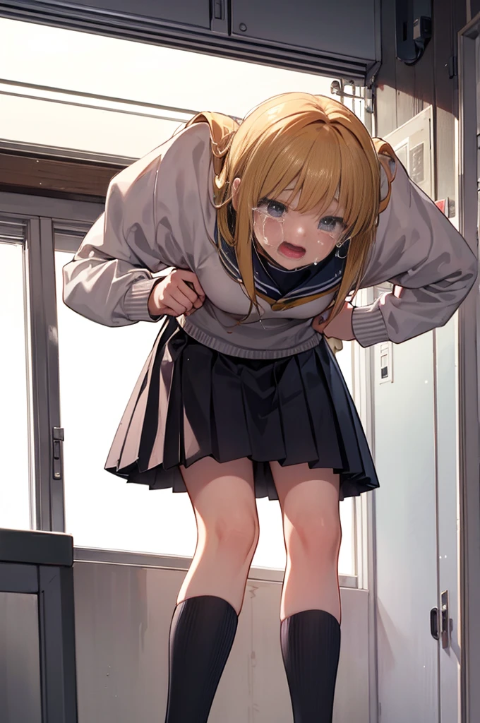 , Jumper skirt, Pee, Are crying, Peeing　